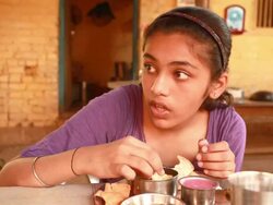 One Indian teenager girl enjoying her Konkani Food Meal Stock Footage