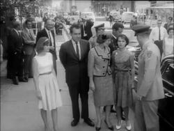 Richard Nixon and family visit the Berlin Wall Stock Footage