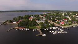 Aerial view of Raseborg town Stock Footage