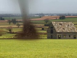 Tornado Destroying Barn Stock Footage