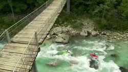 HD: Whitewater Kayakers Running The Rapids Stock Footage