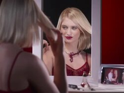HD: Beautiful Woman At Dressing Table Stock Footage