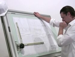 Engineer drawing blueprint Stock Footage