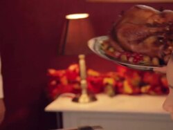 Serving Thanksgiving Turkey Stock Footage