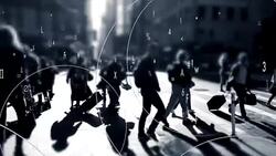 data stream of numbers animated over city background. digital revolution concept. global networking idea Stock Footage