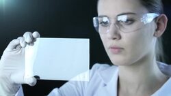 Woman the scientist is analysing structure DNA. Stock Footage