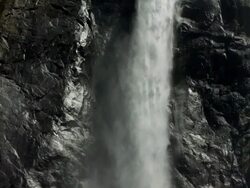 MS TD Waterfall spraying water at Yosemite National Park / California, United States Stock Footage