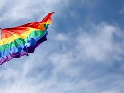 Rainbow Flag Blowing Stock Footage