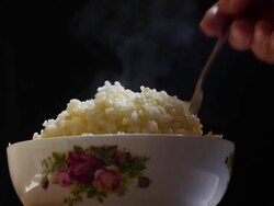 Bowl of rice with hot. Stock Footage