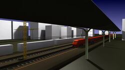 3D rendering of the train station scene animation Stock Footage