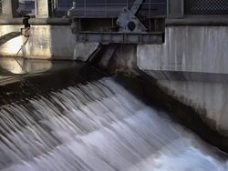 River locks on Yauza river in Moscow Stock Footage