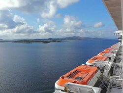WS Side POV View of Cruise ship Queen Mary 2 / Stavanger, Rogaland, Norway Stock Footage