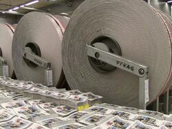 MS Shot of gravure printing office / Itzehoe, Schleswig-Holstein, Germany  Stock Footage