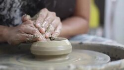 working on pottery wheel Stock Footage