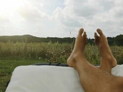 Hammock relaxing point of view Stock Footage