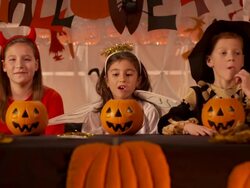 HD: Children Eating Halloween Candies Stock Footage