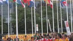 Welcoming Ceremony in Athletes' Village, Toronto, PanAm Games Stock Footage