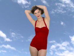 Beautiful young woman wearing swimsuit Stock Footage