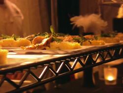 Catering service, bite size meal, small dishes, finger food, party. Stock Footage