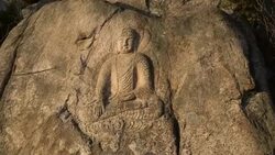View of Avalokiteshvara in Gyeongju Stock Footage