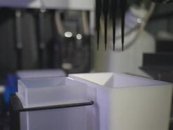 CU, PAN, SELECTIVE FOCUS, Machine in laboratory Stock Footage