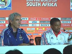 CLEAN: SOUTH AFRICA- Cape Town : French coach Raymond Domenech brushed aside France's  News Clip