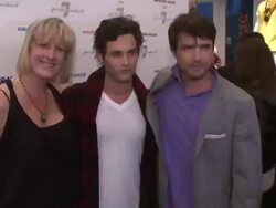 Susan Kellogg, Penn Badgley and Matthew Settle at the Jonathan Adler For 7 For All Mankind Launch Party at New York NY. (Footage by WireImage Video/GettyImages) Stock Footage