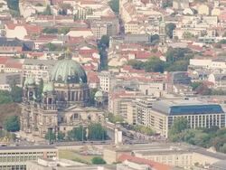 WS AERIAL View of Collegiate Church most important protestant church / Berlin, Germany Stock Footage
