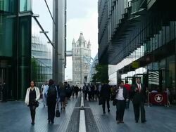 People Walking In More London Area (4K/UHD to HD) Stock Footage