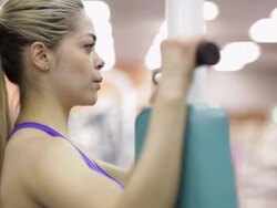 Spanish woman working out at the gym Stock Footage