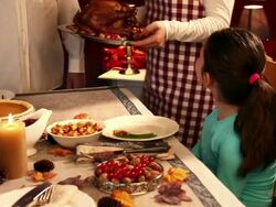 Serving Thanksgiving Turkey Stock Footage