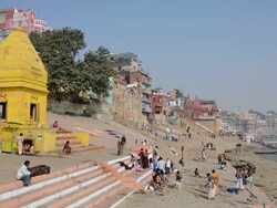 WS View of People at River Ganges / Varanasi, Utter Pradesh, India  Stock Footage