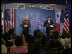 President Bush visits the Panama Canal, plus presser News Clip