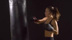 Athletic Woman Boxing Punching-Bag Stock Footage