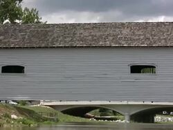Covered Bridge Zoom Out Stock Footage