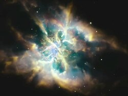 WS ZI View of Crab nebula, marvel of universe with containing colorful clouds, stars and other space phenomenons / Montreal, Quebec, Canada Stock Footage