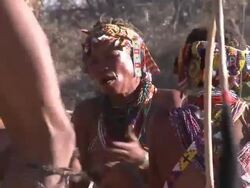 Ju hoansi San Bushmen of Nyae Nyae, clapping and singing, Namibia Stock Footage