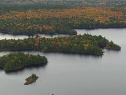 WS ARIEAL View of wooded area at island  / Maine, United States Stock Footage