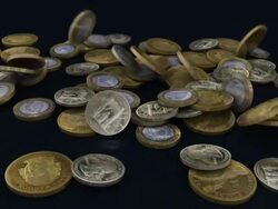 Falling coins animation Stock Footage