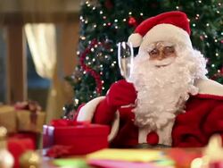 Santa toasting Stock Footage