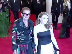 Rossella Jordini and Kylie Minogue (R) and guest at at "PUNK: Chaos To Couture" Costume Institute Gala Stock Footage