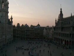 WS View of La Grand Place at dusk UNESCO world heritage / Brussels, Brussels Capital Region, Belgium Stock Footage