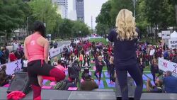 NFL cheerleaders do yoga Mexico City Instructional Video