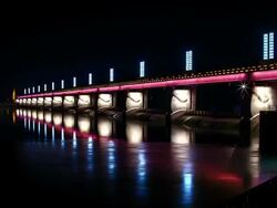 Night view of the Gangcheon-bo(a reservoir for irrigation) Stock Footage