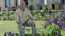 Smiling senior man gardening Stock Footage