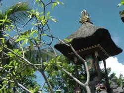 Detail of Hindu temple among lush Bali vegetation Stock Footage