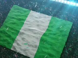 Flag of Nigeria at the stadium Stock Footage