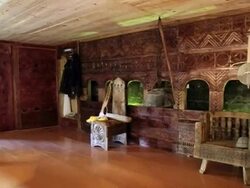 MS PAN Shot of interior of a traditional georgian house, svaneti region / Mestia, svaneti, Georgia  Stock Footage