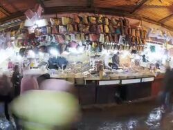 MS T/L View of Shop in market  / Marrakech, Morocco Stock Footage