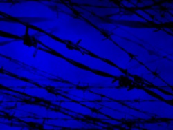 BARBED WIRE - cloudy blue. flow from the center (loop) Stock Footage